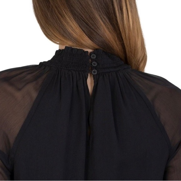 Limited Edition Joie caviar black chiffon sheer blouse evening wear. Size S - Picture 2 of 7